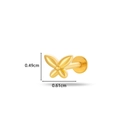 Clou d'oreille papillon doré en titane avec dimensions de 0,49 cm de haut et 0,61 cm de large - 590-1# Papillon Doré