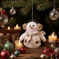 Addobbo per albero di Natale a forma di pupazzo di neve in peluche con sciarpa e paraorecchie - Addobbo Natalizio Pupazzo di Neve Stile Europeo