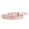 Elegante cinturón fino de cuero PU rosa con hebilla forrada a juego para mujer - Talla Estándar / Rosa