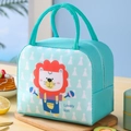 Isolierte Kühltasche in Grün mit Cartoon-Löwen-Print und robustem Tragegriff oben - Hellgrüner Löwe