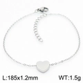 Minimalist silver heart pendant bracelet in polished stainless steel finish - Steel Bracelet (KB166617-K)
