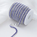 Three-row blue AB rhinestone chain with silver base in a professional roll packaging - 1 Yard/Pack / Silver Base White+Deep Blue