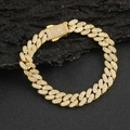 Bracelet Cubain hip hop de 10mm en zircons à une rangée avec fermoir à ressort serti - 8 pouces (Bracelet) / Or