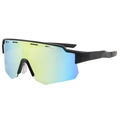Outdoor sports cycling sunglasses with rainbow gradient lenses and black frames - Black Frame Gold Mirror