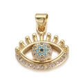 Gold plated evil eye pendant with blue and clear cubic zirconia stones for DIY jewelry - DBN156-02 Exquisite Eye Pendant