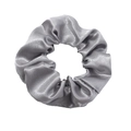 Elegant silver grey satin scrunchie with silk texture and glossy finish for women - Gray