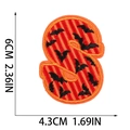Detailed view of Halloween embroidered S-shaped patch with bat and size measurements - S