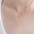 Collana a catena serpente dorata minimalista con piccolo ciondolo a colomba per donna - 40+8cm / P1580-Pendante Uccello-Catena serpente