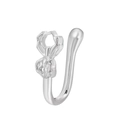 Silver non-pierced U-shaped spider nose clip with micro-inset cubic zirconia - Silver Spider (0712)