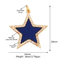 Pendente dorato a stella con pietra di lazurite blu naturale e cristalli bianchi lucidi - Ciondolo in Lazurite a Stella (M520320-Lazurite)