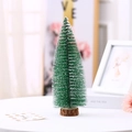 Miniature flocked cedar Christmas tree with snowy green pine needles and wooden base - 25cm Pine Tree