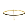 Elegant S925 sterling silver gold-plated tennis bracelet with black zircon stones - Machine-made Tennis Chain 2mm Black Zirconium Electroplated 14k Gold Approx. 3.12g.