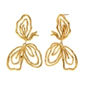 Orecchini a petalo astratti traforati in acciaio inossidabile placcato oro 18K - Orecchini a Bottone Linea Astratta (E8178-Oro) / Oro