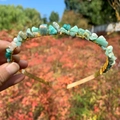 Handmade gold crown headband with natural turquoise stones for weddings and festivals - Double Row / Amazonite-Double Row