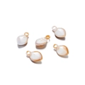 Close-up of teardrop acrylic sea shells charms with marble textures for jewelry making - Round Rhombus B14