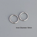 Polished S925 sterling silver 10mm hinged segment rings for ear and nose piercing - 10mm / White Gold