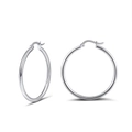 Classic S925 sterling silver hoop earrings with high polish finish and hinged closure - Silver 30mm Hoop Style (APE34-P-2.0-30)