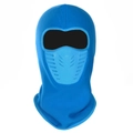 Close-up of winter fleece ski mask with breathable vent and eye opening in bright blue - Lake Blue