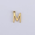 Single 18K gold-plated stainless steel letter M pendant with top loop for DIY jewelry - M (Bracelet Accessory) / Gold