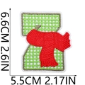 Detail showing embroidered alphabet patch with scarf design and 6.6cm height dimensions - Letter Z