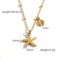 Gouden roestvrijstalen ketting met zeester en schelp hangers inclusief afmetingen - Zeester + Mini Schelp