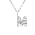 Polished silver stainless steel necklace featuring a textured letter M initial pendant - M / Steel Color