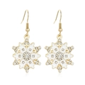 Elegant gold snowflake earrings with white enamel and sparkling rhinestones for women - White Snowflake 5