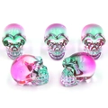 Pink and green gradient crystal skull figurine ornaments for Halloween decoration - No.12 (Pink Green Gradient Transparent)
