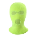 Fluorescent green three-hole knitted balaclava for winter outdoor sports and skiing - 3-Hole Design / Neon Yellow