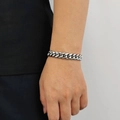 Classic silver stainless steel Cuban link bracelet for men in a polished hip hop style - Steel Color (Width 12mm) / Bracelet 7 Inches (17.78cm In Length)