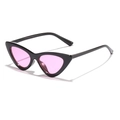 Occhiali da sole cat-eye oversize neri con lenti rosa vintage per donna alla moda - Montatura Nera Lenti Viola Trasparenti