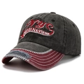 Berretto da baseball vintage lavato con ricamo NYC e tesa rovinata in nero e bordeaux - Nero