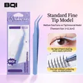 Light blue stainless steel pointed tweezers for eyelash application with case - Lash Extension Tweezers / Blue