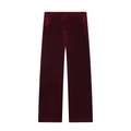 Eleganti pantaloni in velluto bordeaux a gamba larga da donna, modello a vita alta - XS / Pants