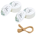 White oval Thank You tags with green plants and natural jute twine for parties - 27-White Oval German