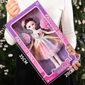 Fashion doll in rainbow princess dress with flower headband in a window gift box - 35cm English Box Floral Dress Doll