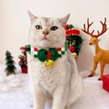 Collier de Noël pour animaux avec nœud vert tricoté et clochette dorée pour chats - Collier Vert Cloche Dorée