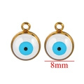 Golden 8mm Evil Eye charm with blue enamel detail and circular metal frame for DIY jewelry - 8mm / White Sky Blue