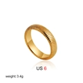 Detail of 18K gold-plated textured ring size US 6 weighing 3.4g with visible reflections - US 6 / Ribbed Style (T305)