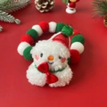 Detailed close-up of a Christmas pet collar with snowman charm and plush pom-poms - Xmas Snowman Decoration Collar