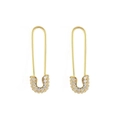 Gold paperclip earrings with heavy zircon pavé setting for a minimalist luxury look - Gold