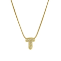 Elegant 18k gold plated letter T pendant necklace with sparkling zircon pave setting - Necklace T / Gold