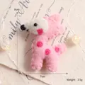 Pink and white wool felt poodle figurine with pink spots for Easter decoration, 8cm height - Spotted Deer-Pink