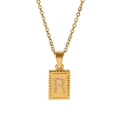 Macro detail of 18k gold plated rectangular pendant with zircon studded R letter - Letter R (TN3001-R)