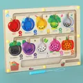 Wooden magnetic color sorting maze with fruit and vegetable slots and stylus toy - TL Veggie Fruit Color Sorting Maze