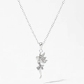 Silver fairy pendant necklace with sparkling cubic zirconia wings on a delicate cable chain - Silver Style (PD1177)