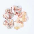 Polished natural red agate heart-shaped stones with marble texture patterns - Red Network Stone