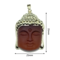 Detailed view of Buddha pendant in gold-plated frame with 35mm height measurement - Gold Edge Vermilion