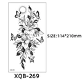 Floral and butterfly temporary tattoo sticker in black and white finish, 114x210mm size - Flower Butterfly Sun (XQB-269)