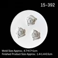 Stampo in silicone bianco con tre mini rose per fondente, sapone e resina fai-da-te - Stile 1 Rosa Rotondo / Grigio
